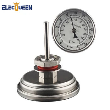 Weldless Bi-metal Thermometer 3Face & 2Probe,Home brew 1/2MNPT 0~220F degree Wine Making Homebrewing Mash fqp13n50cf to 220f