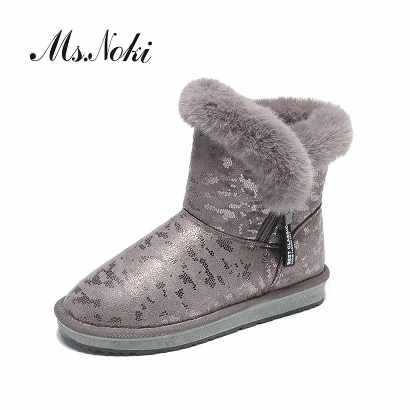

Fashion solid zip women snow boots platforms warm plush of inside ladies winter botas round toe flat with girls winter boots hot