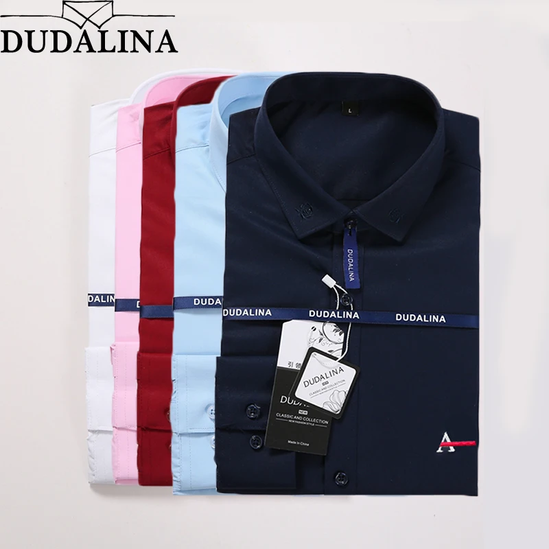 

Dudalina Men Shirt Camisa Social Masculina 2020 Men Shirt Embroidery Logo Long Sleeve Business Casual Shirts Men Famous Brand