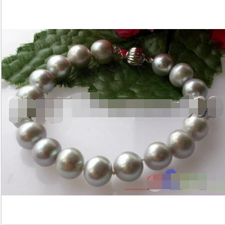 

p705 8" 11MM GRAY ROUND FRESHWATER CULTURED PEARL BRACELET@^Noble style Natural Fine jewe SHIPPING new >>> -Top quality free shi
