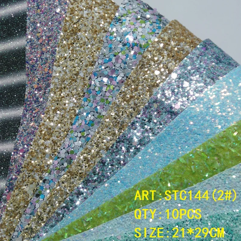 Прозрачный запас 1 комплект(10 шт.) 21X29 см Alisa Glitter Cuero Sintetico блестящая кожа для DIY аксессуары для волос ремесло STC144 - Цвет: 2