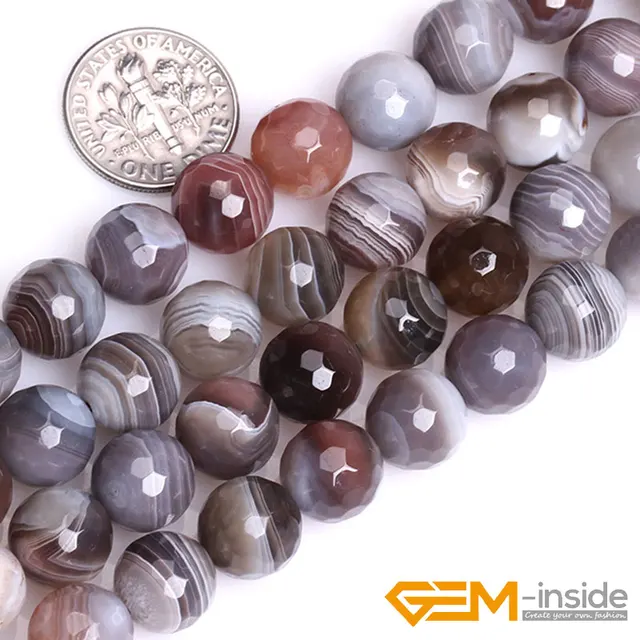 Botswana Agate Round Faceted Beads 3