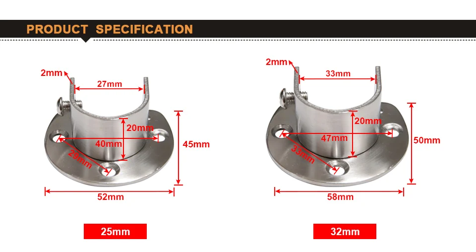 2 шт 25 мм/32 мм труба фланцевый кронштейн из нержавеющей стали U тип фланцевый кронштейн розетка настенное крепление ткань стойка труба кронштейн