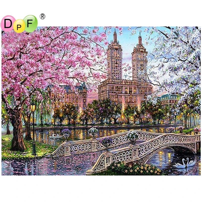 

DPF 5D diy Diamond Painting sakura tree Cross Stitch Full Diamond Embroidery 5d Diamond Mosaic pattern beaded embroidery decor