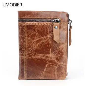 

UMODIER Genuine Leather Men Wallets RFID Wallets Male Card Holder Hasp Cow Leather Wallet Men Purse Small Coin Purse Carteira