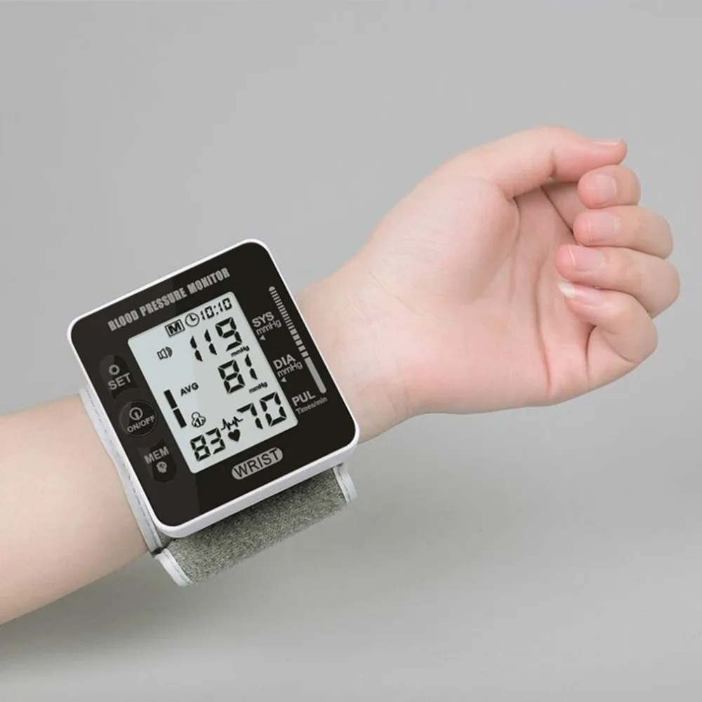 Tonometer Wrist Digital Blood Pressure Monitor Voice Heart Beat Meter 