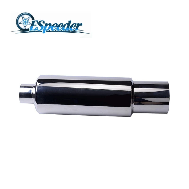 

ESPEEDER Universal 4" Outlet 2.5" Inlet Exhaust Muffler Stainless Steel Resonator Silencer Racing Resonator Muffler Exhaust Tip