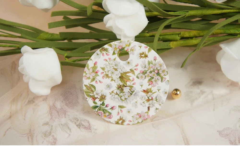 Весенний вишневый цвет Сакура 50 шт. светильник круглые бумажные этикетки свадебный подарок на день рождения Декор для упаковки Скрапбукинг DIY