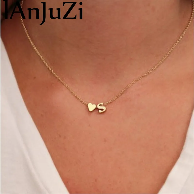 

Fashion Tiny Dainty Heart Initial Necklace Personalized Letter Necklace Name Jewelry for women accessories girlfriend gift