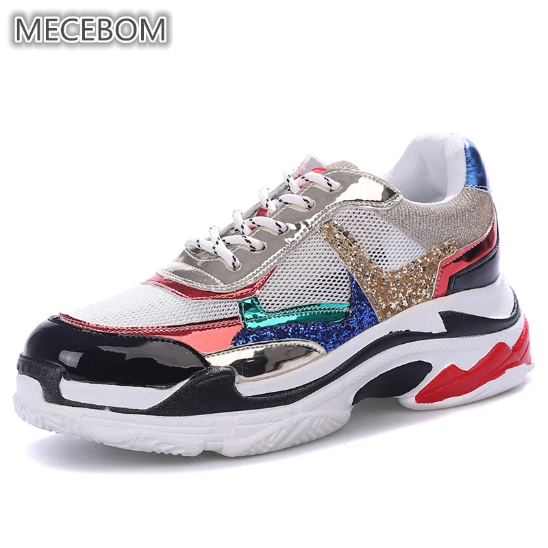 

Summer Bling Shoes Women sneakers High street Personality mixed colors Thick bottom platform shoes for lady sapato feminino 827w