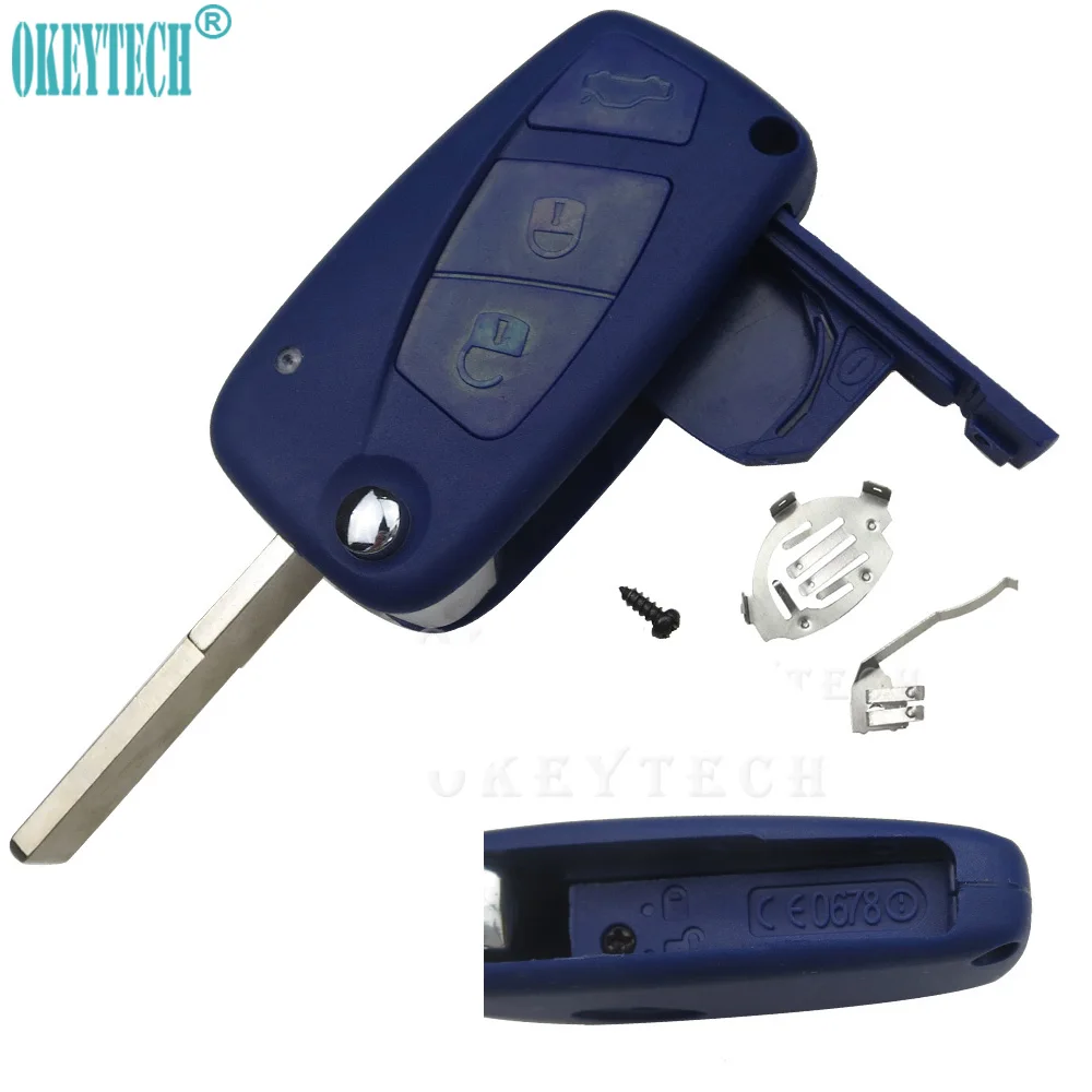 OkeyTech Flip Key Car Remote Key Case Shell For FIAT 500 Punto Ducato Stilo Panda Doblo Bravo 3 Buttons Uncut Blade Blank Fob