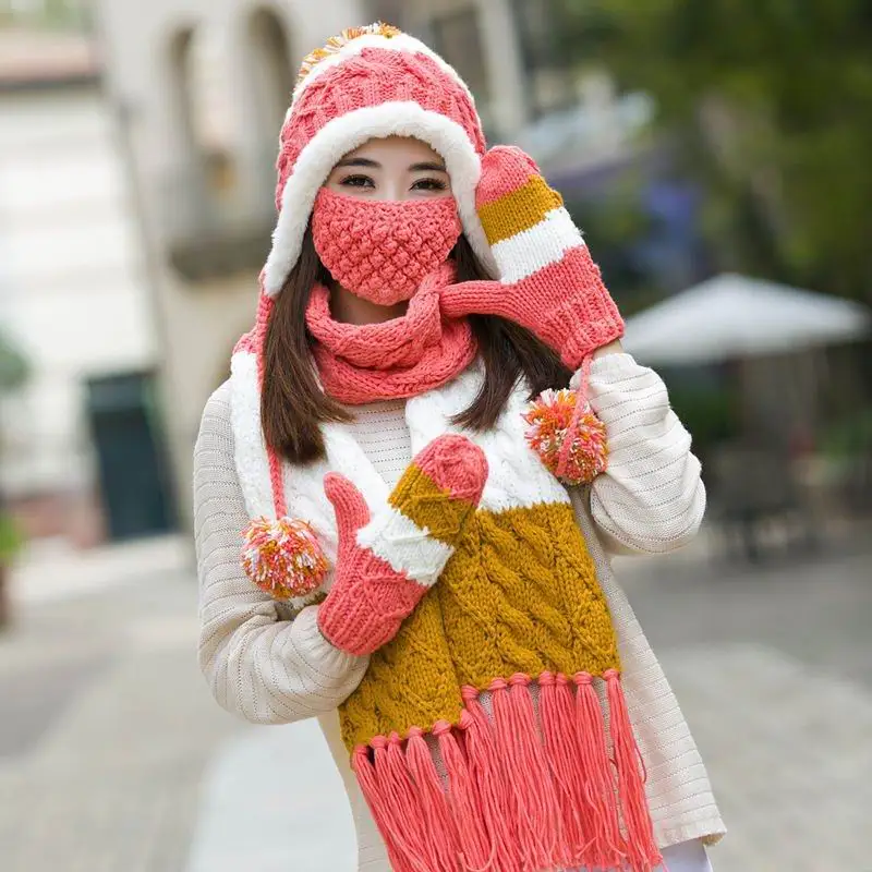 Kagenmo Conjunto de bufanda y guantes mujer, tejido de algodón grueso, interior franela, supercálido, invierno|Sets de bufandas de mujer| - AliExpress
