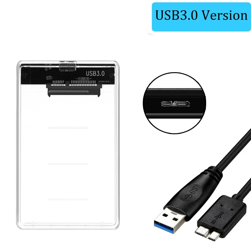 2,5 дюймов USB3.0 для Sata HDD корпус инструмент поддержка 6 ТБ UASP протокол жесткий диск Корпус Алюминий и ABS материал - Цвет: ABS Transparent