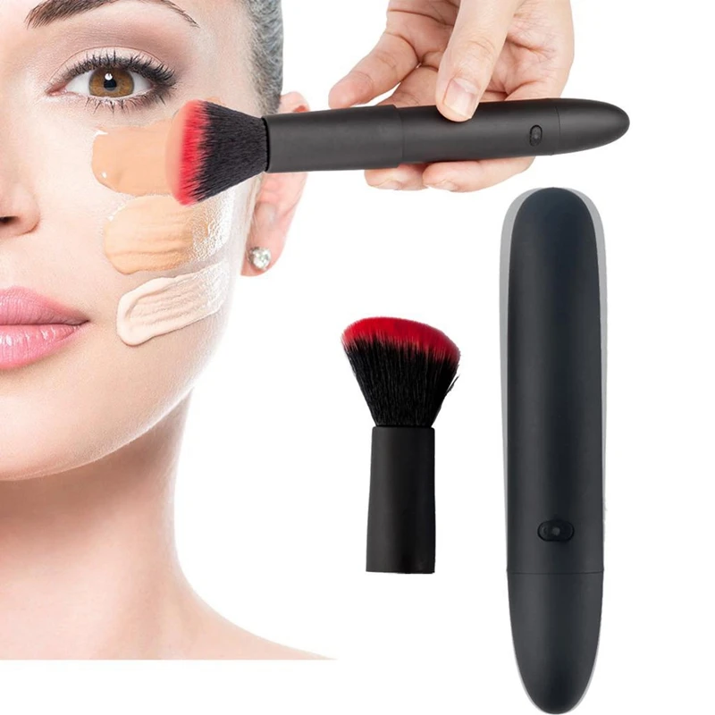 10 Frequency Automatic USB Rechargeable Makeup Brush With Foundation And Powder Brush Set Multi-Function Vibrating Makeup Brush