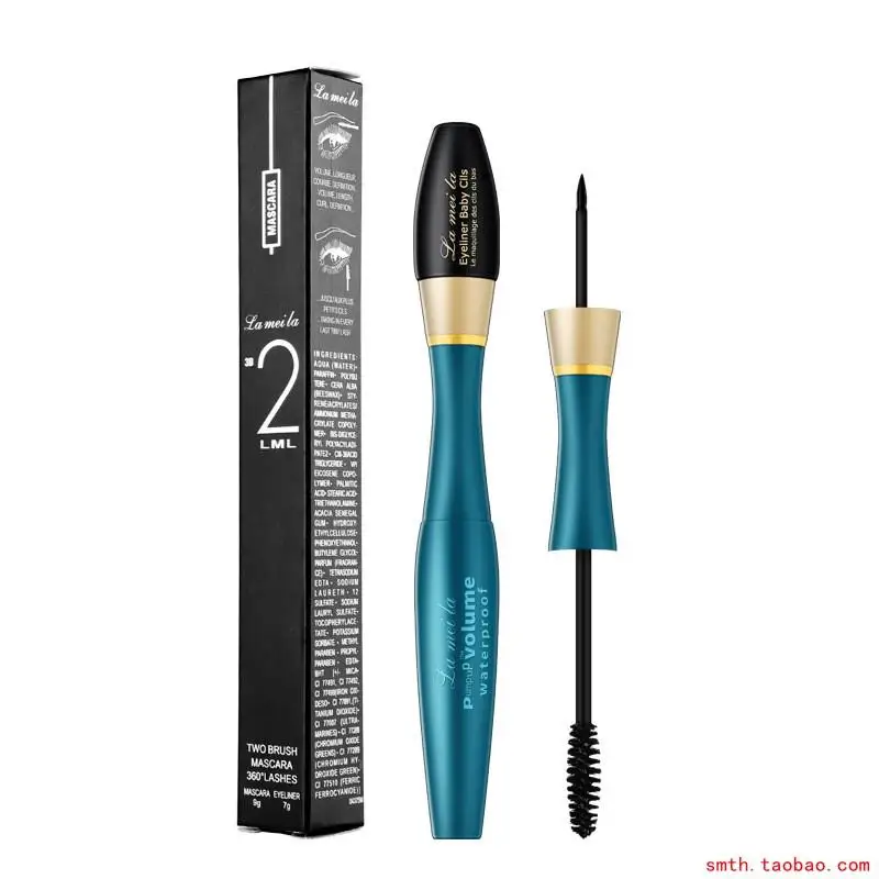 

2 In 1 Blue Color 4D Waterproof Mascara Maskara And Fast/Quick Dry liquid Eyel iner Makeup