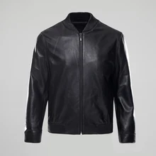 Фабрика Новая мужская черная повседневная куртка из натуральной кожи настоящая тонкая овчина русские кожаные пальто s-xxl