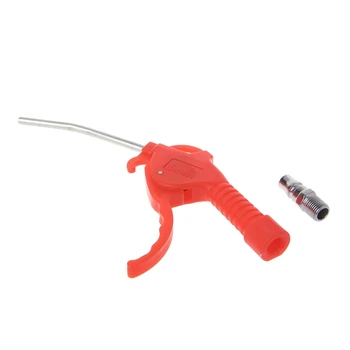 

Spring Loaded Trigger Bent Tube Nozzle Red Air Blow Gun Dust Cleaner w/ Adapter