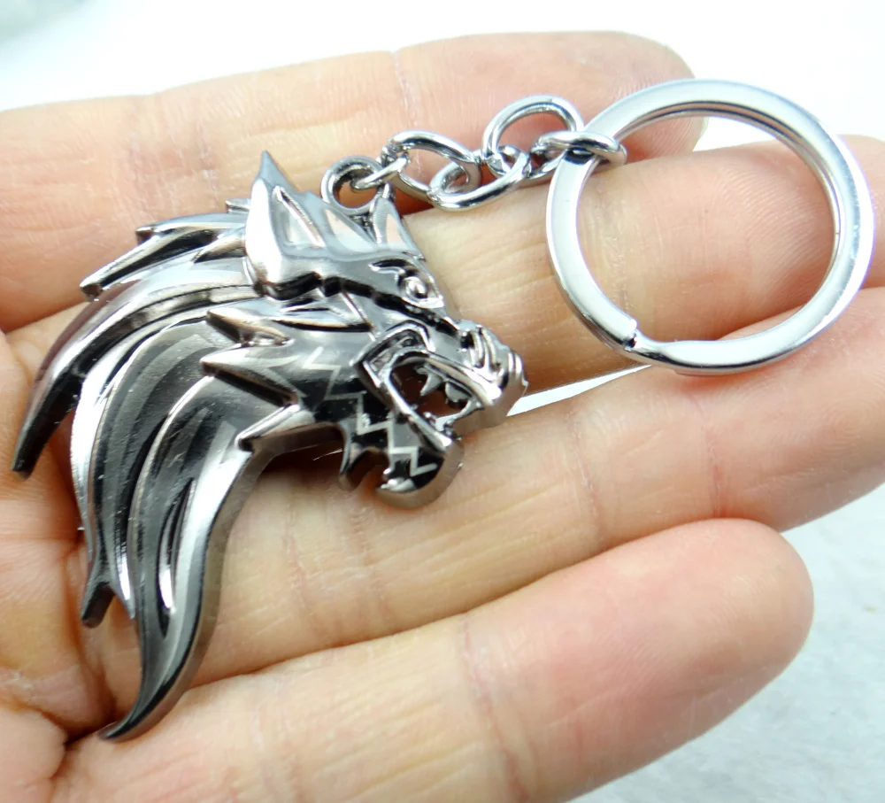 Модный креативный брелок для ключей Серебряная голова Волка брелок кулон подарок инструмент для мужчин автомобильные аксессуары
