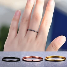 Винтажное простое женское кольцо черного цвета, Настоящее 925 пробы, серебряное круглое кольцо, Boho Promise, маленькие обручальные кольца для женщин