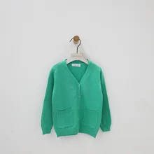 Детский свитер и осенний Детский кардиган с рисунком Ins для мальчиков и девочек, трикотажное красное Свободное пальто с карманами из чистого хлопка