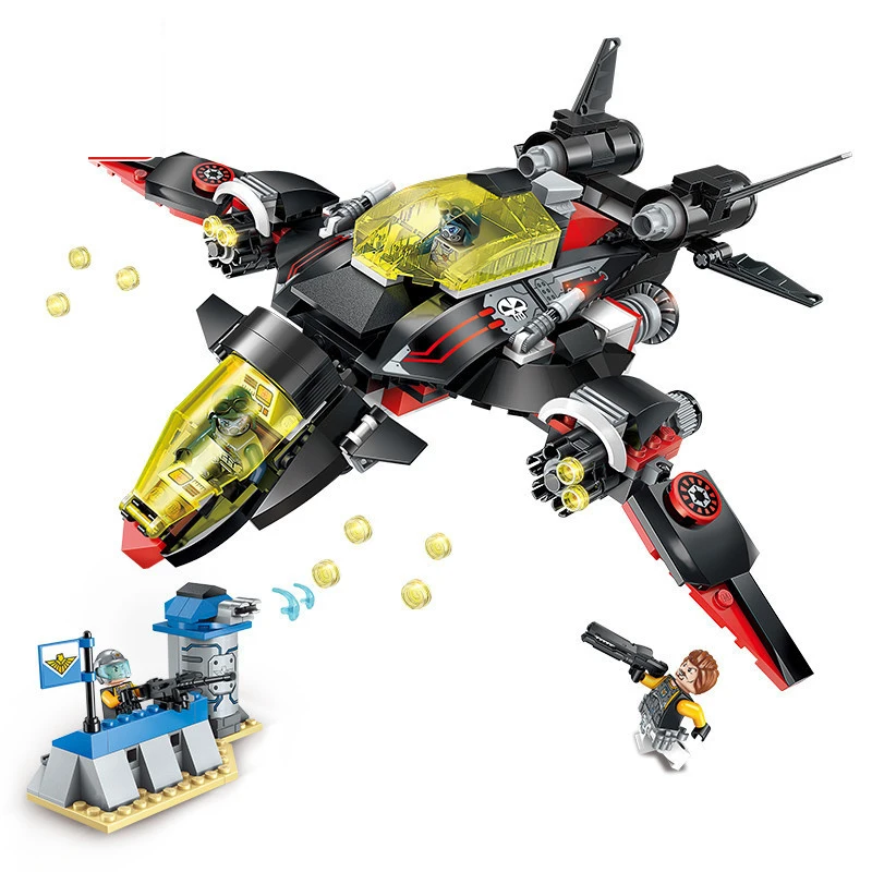 

381pcs Future Police Series Building Blocks Toy Compatible Legoings City Military Series Black Lightning Bomber Figures Bricks