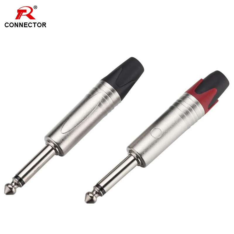 

1pair Mono 6.35mm Jack Audio Connector Silver Color Zinc Alloy 1/4" 6.3mm Audio Plug Microphone Amplifier Jack