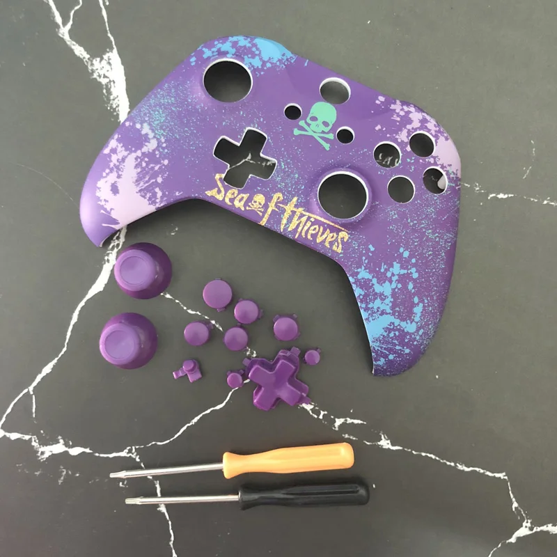 DIY Передняя верхняя часть корпуса Лицевая пластина с кнопками геймпад матовый чехол для Xbox One S SLIM/X аксессуары для игрового контроллера - Цвет: Фиолетовый