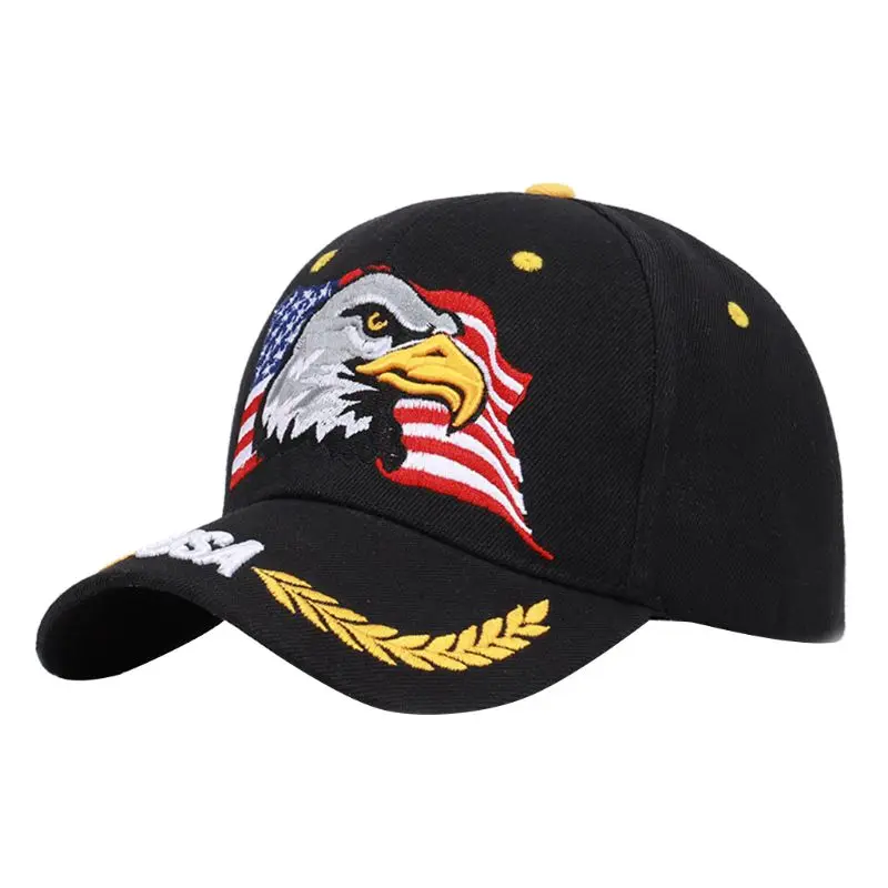Unisex Patriotic American Flag Eagle Baseball Cap USA 3D Embroidery Army Tactical Hip Hop Snapback Cap Outdoor Adjustable Sunhat - Цвет: B