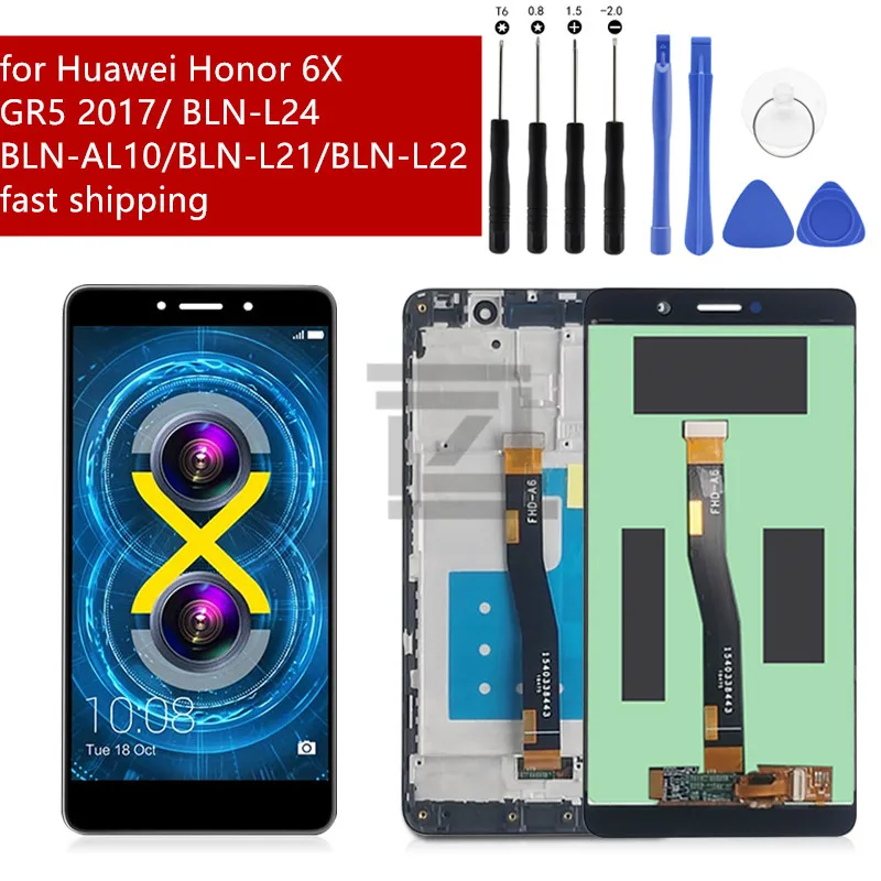 Для Huawei Honor 6X LCD BLN AL10 L21 запасной ЖК дигитайзер в сборе с рамкой для смартфона GR5