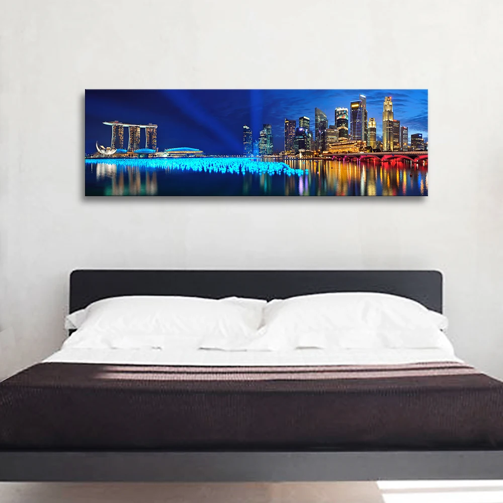 Us 25 98 modern canvas print painting bedroom wall art panoramic landscape picture night view cuadros decoracion photo for living room in painting