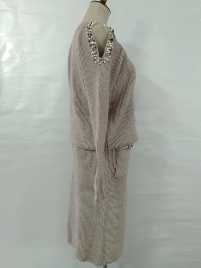 Cashmere knitted suits with skirt for women 20