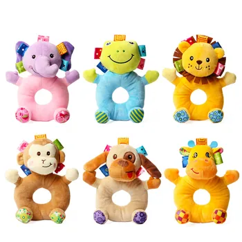 

Cute Soft Plush Kids Baby Infant Rattles Plush Stuffed Animals Soothing Educational Circle Bell Toys for 3 month Clasisic Toy