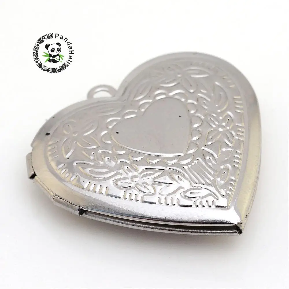304 Stainless Steel Photo Locket Pendants Heart Carved Pattern Color 29x28x7mm Hole: 2mm Inner Measure: | Украшения и аксессуары