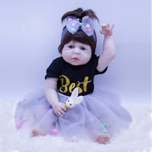 DOLLMAI lol-Boneca Reborn 56 cm alle Silikon Puppen in Grau prinzessin kleid Reborn Baby angela puppe Lebensechte Bebe reborn moana spielzeug(China)