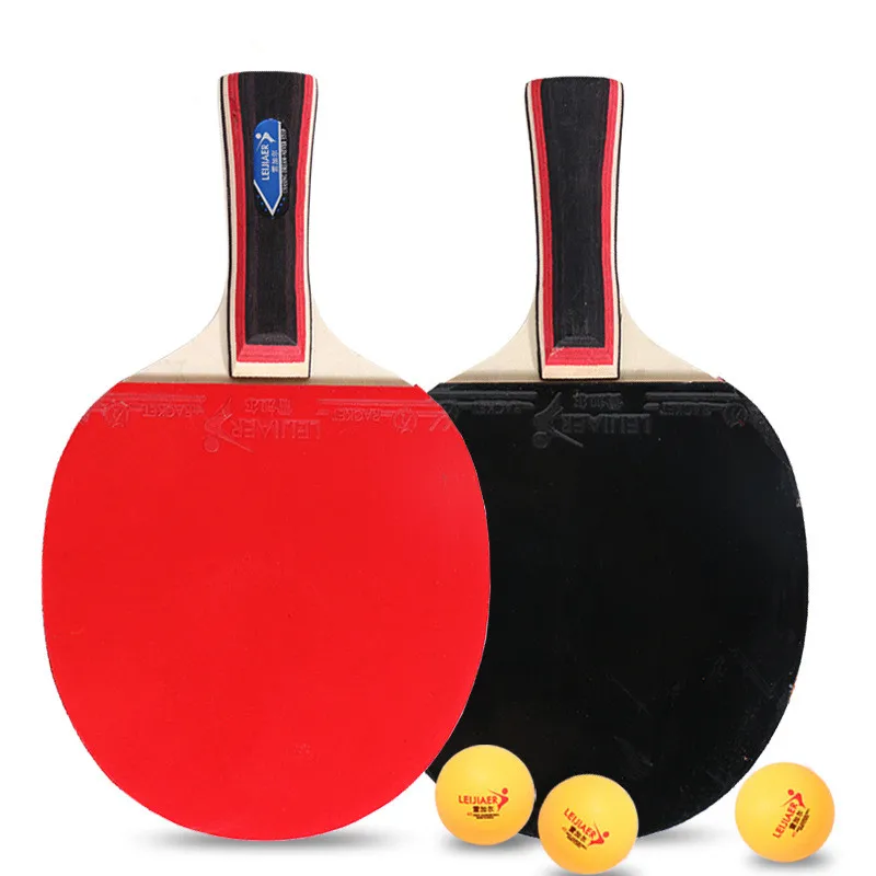 1 Pair Double-sided Anti-adhesive Table Tennis Racket Ping Pong Paddles with 3 Balls