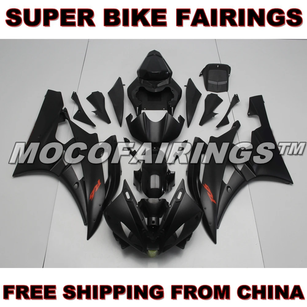 

2006 2007 YZF R6 Motorcycle 100% Virgin ABS Plastic Injection Fairing Kits For Yamaha YZF-R6 06 07 Fairings MATTE BLACK