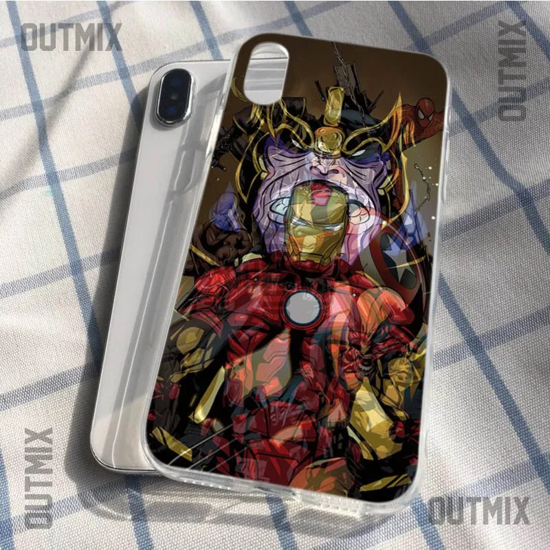 OUTMIX Marvel Heroes Funny Soft TPU Case For iPhone 6s 6plus 6 7plus 7 8 8plus 5 5S SE XR XS max phone case | Мобильные телефоны и