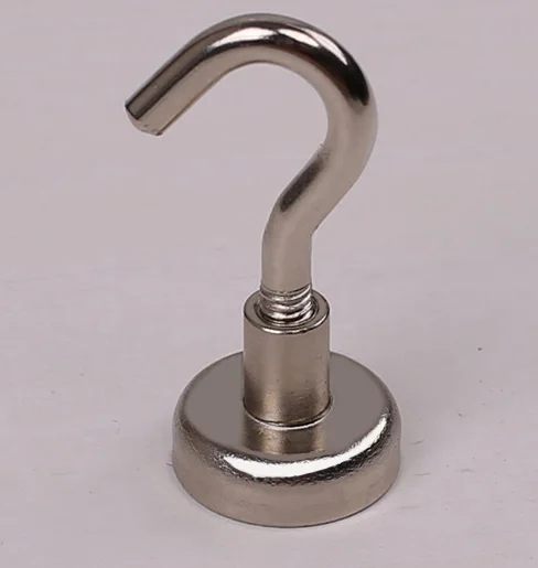 

Free Shipping ! Vertical attraction force 9KGs Magnetic cup hooks, Pot Magnet 6pcs/pack Dia20mm with hook,Permanent Neodymium ma