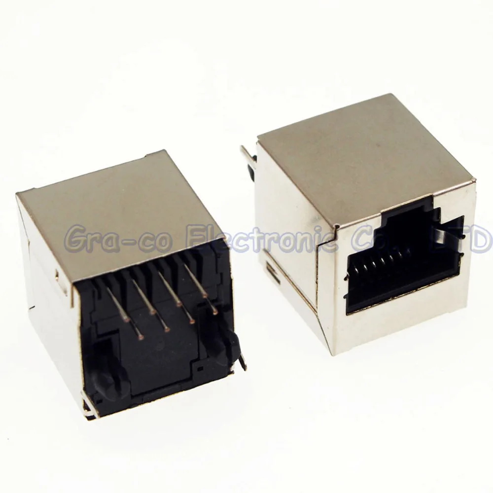 

50pcs RJ45 LAN Connector Modular RJ45 Female Network Socket 180 Degree 8P8C