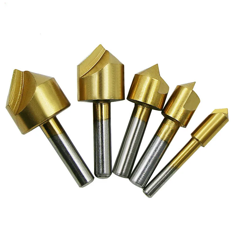 

Metric Titanium plating Countersink Drill Bit 90 Degree Single Flute Edge Chamfer 6/10/13/16/19mm High Carbon Steel