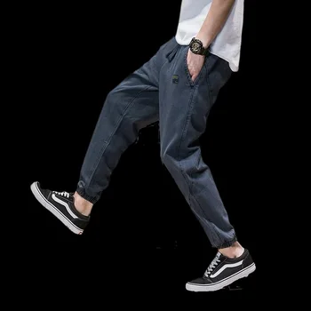 

Fashion Men Jeans High Street Punk Style Jogger Pants Big Pocket Ankle Banded Cargo Pants Drawstring Jeans