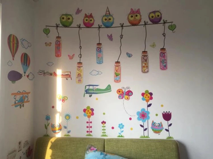 DIY Детский сад детская комната украшает стены милый сова цветок наклейки на стену в домашнем украшении стены, чтобы наклеить на стену