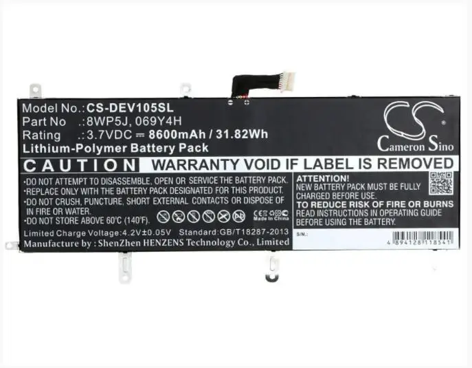 Cameron sino 8600 mAh Батарея для DELL Venue 10 5000 5050 069Y4H 8WP5J Tablet Батарея