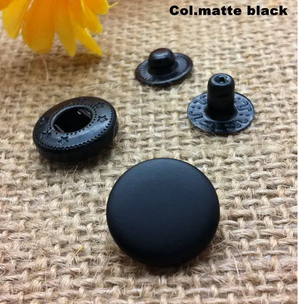 

30 sets/pack Matte Black Round Metal Snap Button No Sewing Press Studs Fastener Leathercraft Clothes Bags Shoe Free shipping