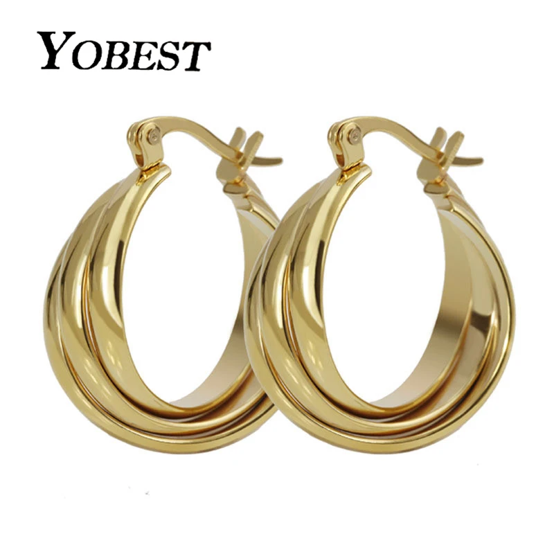 YOBEST серьги из нержавеющей стали золотые красивые модные ювелирные горячая