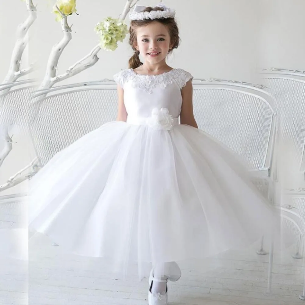 

2016 Brand New Flower Girl Dresses with Flower Sashes Party Pageant Communion Dress for Wedding Little Girls Kids/Children Dress