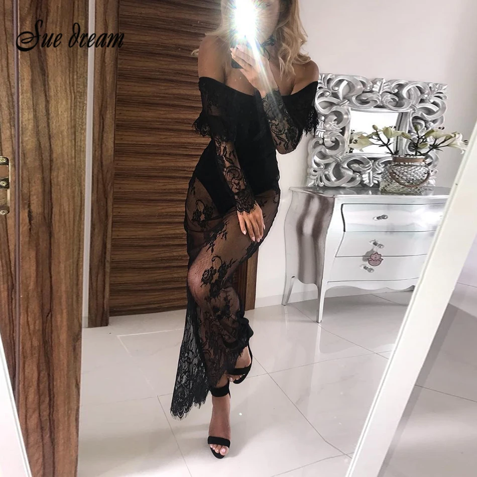 Новинка 2017 года сезон осень женское платье с длинным рукавом и вырезом Сетчатое