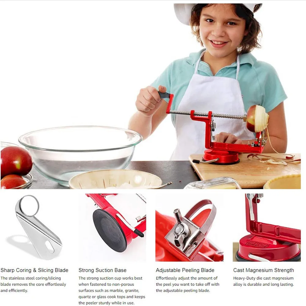 

3 in 1 Cast Magnesium Alloy Apple/Potato Peeler slicer Durable Hand-cranked Potato Peeler Machine Fruit tool creative kitchen