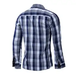 Весенне-летняя мужская хлопковая рубашка с длинными рукавами, мужская клетчатая рубашка, большие размеры, Прямая доставка