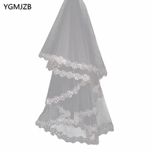 Белая свадебная вуаль цвета слоновой кости Короткие свадебные кружевные аксессуары Край свадебная фата